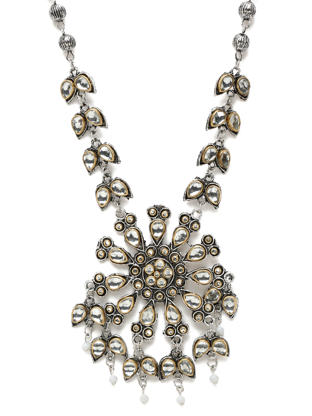 YouBella Jewellery Oxidised Silver Necklace Jewellery Set with Earrings for Girls and Women (Silver) (YBNK_50519)
